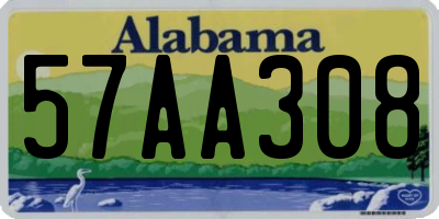 AL license plate 57AA308