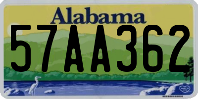 AL license plate 57AA362
