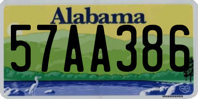 AL license plate 57AA386