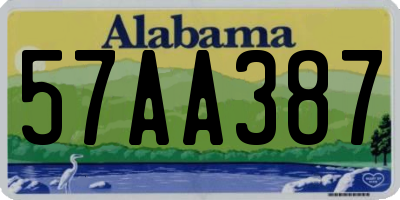AL license plate 57AA387