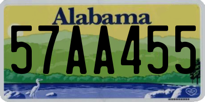 AL license plate 57AA455