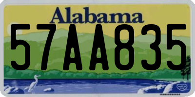 AL license plate 57AA835
