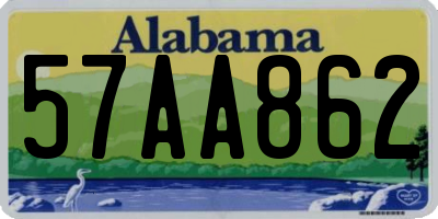 AL license plate 57AA862
