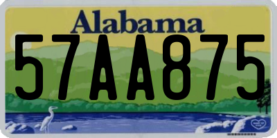AL license plate 57AA875