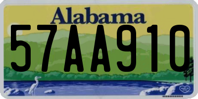 AL license plate 57AA910