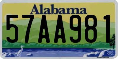 AL license plate 57AA981