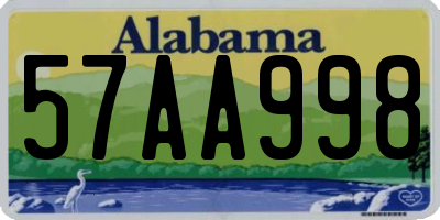 AL license plate 57AA998