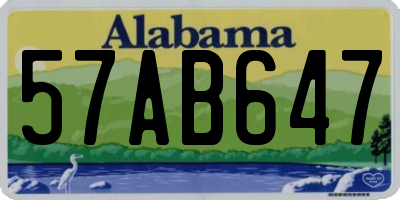 AL license plate 57AB647