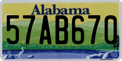 AL license plate 57AB670