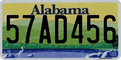 AL license plate 57AD456