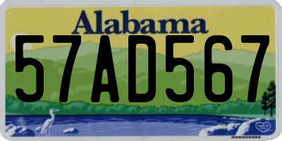 AL license plate 57AD567