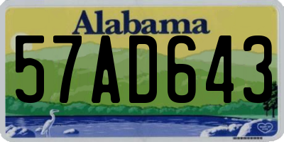 AL license plate 57AD643