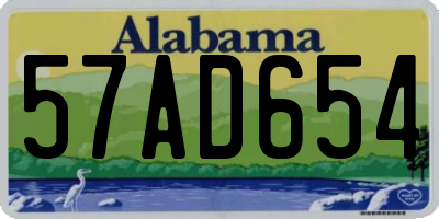 AL license plate 57AD654