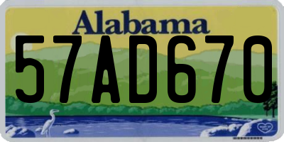 AL license plate 57AD670