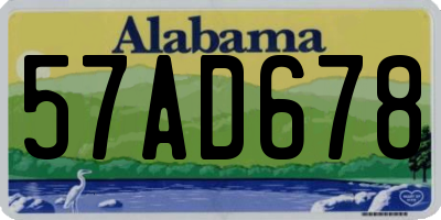 AL license plate 57AD678