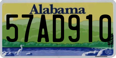 AL license plate 57AD910