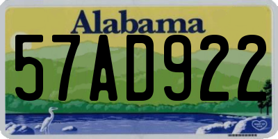 AL license plate 57AD922