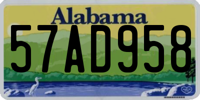AL license plate 57AD958