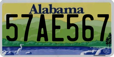 AL license plate 57AE567