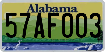 AL license plate 57AF003