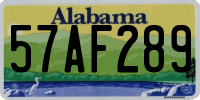 AL license plate 57AF289