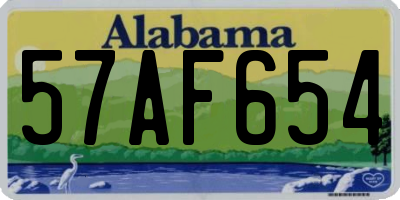 AL license plate 57AF654