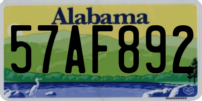 AL license plate 57AF892