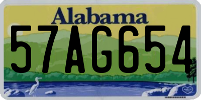 AL license plate 57AG654