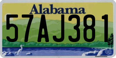 AL license plate 57AJ381