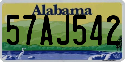 AL license plate 57AJ542