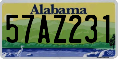 AL license plate 57AZ231