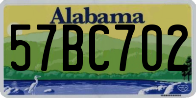 AL license plate 57BC702