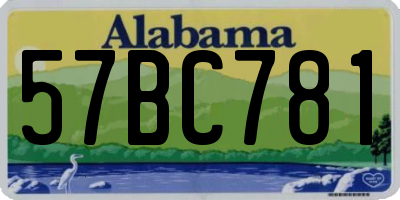AL license plate 57BC781