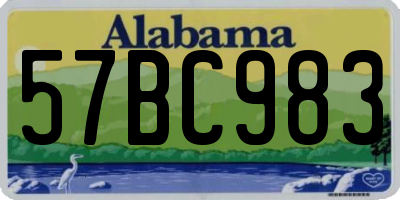 AL license plate 57BC983