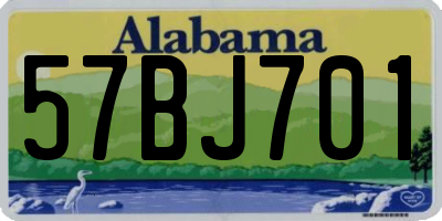 AL license plate 57BJ701