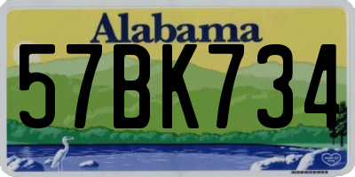 AL license plate 57BK734