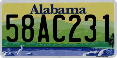 AL license plate 58AC231