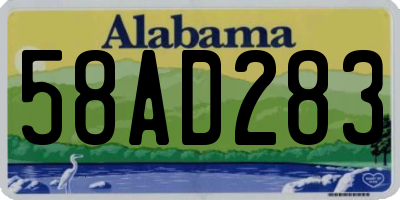 AL license plate 58AD283