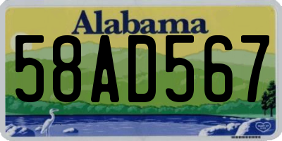 AL license plate 58AD567