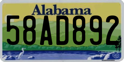 AL license plate 58AD892