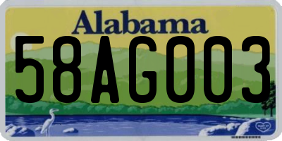 AL license plate 58AG003