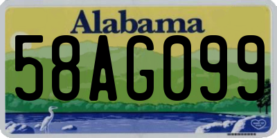 AL license plate 58AG099