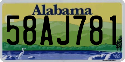 AL license plate 58AJ781