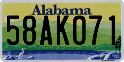 AL license plate 58AK071