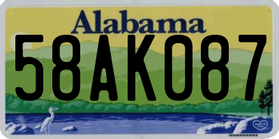 AL license plate 58AK087