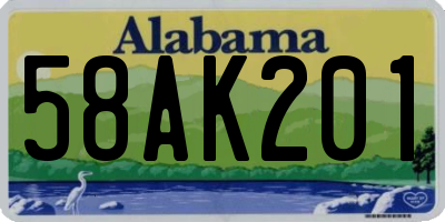 AL license plate 58AK201