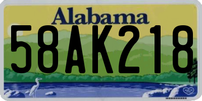 AL license plate 58AK218