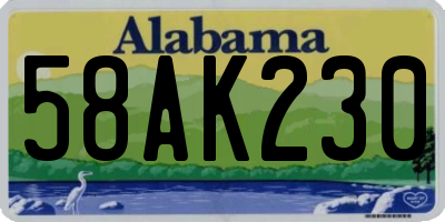 AL license plate 58AK230