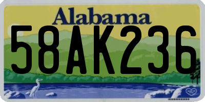 AL license plate 58AK236