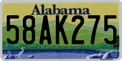 AL license plate 58AK275